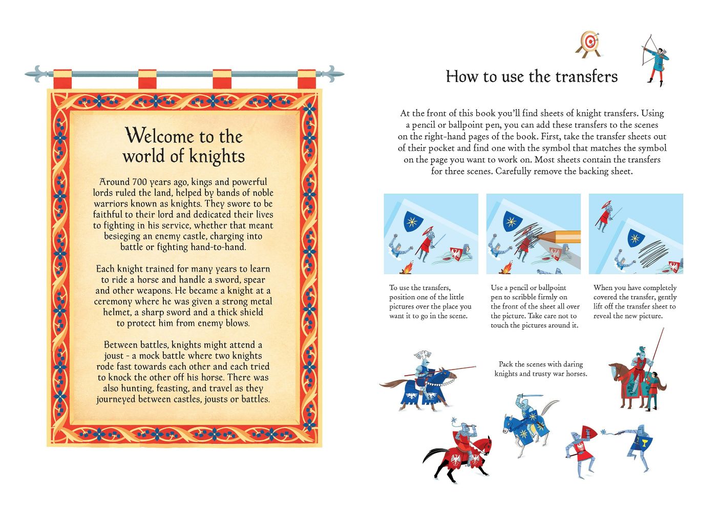9781474953764 Carte transfer imagini Little Transfer Book Knights Usborne jucariidezece.ro (2)