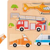 Puzzle din lemn 4 x 3 piese - Vehicule de interventie jucariidezece.ro